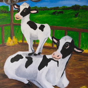 Allison Brady Art - Calf on Mom painting