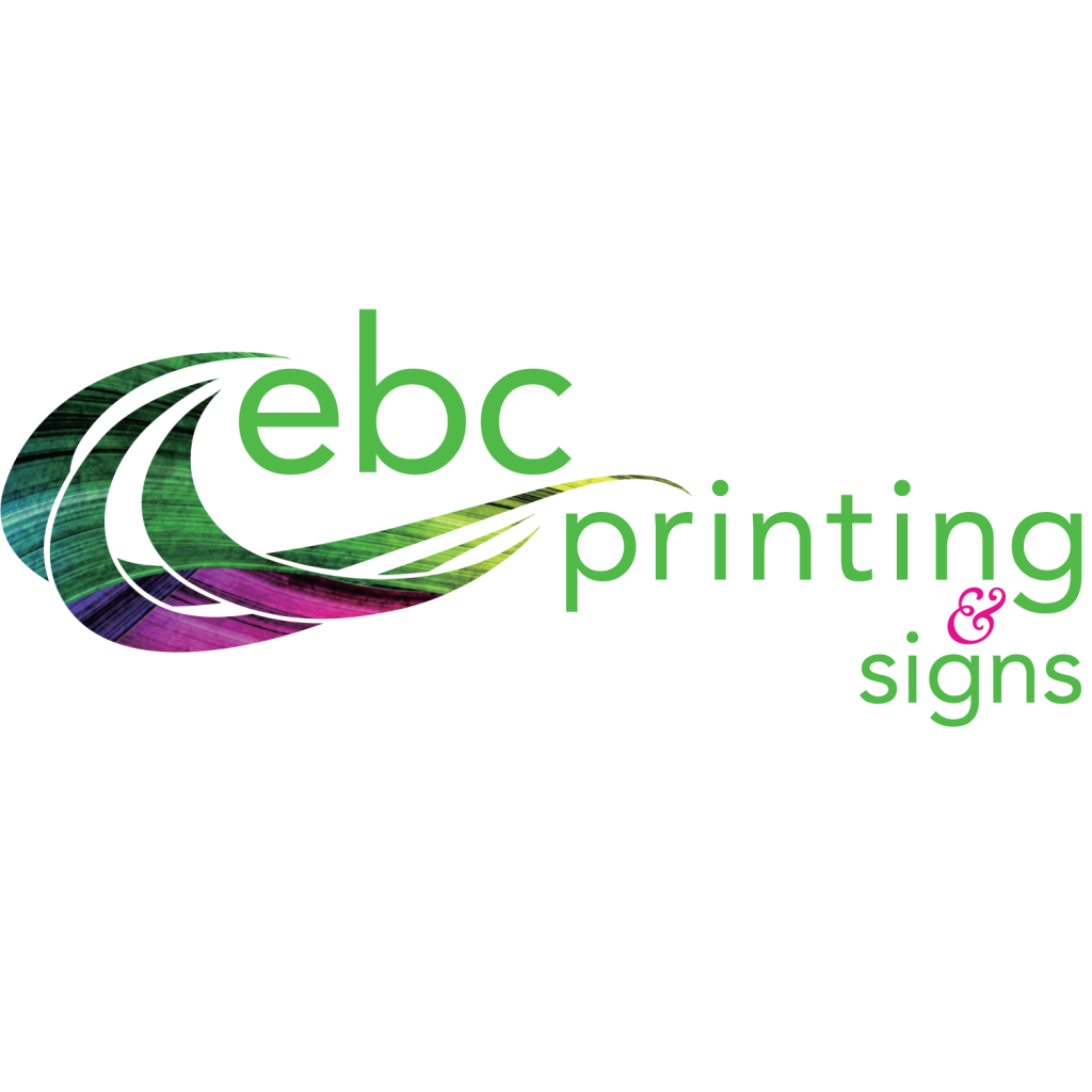 Green and Pink Logo for EBC Printing & Signs, of the Lehigh Valley PA