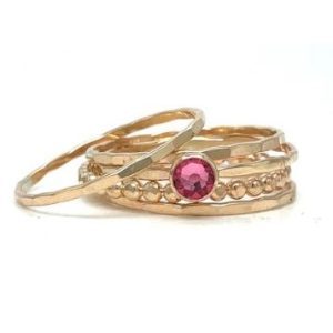 Pink Tourmaline Stackable Rings